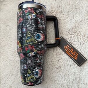 Von Dutch NWT Black Rhinestone Graphic Tumbler 40 oz